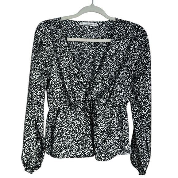 Abercrombie & Fitch Women’s Pooka Dot Puff Sleeve V-neck Blouse Size S - Picture 1 of 7